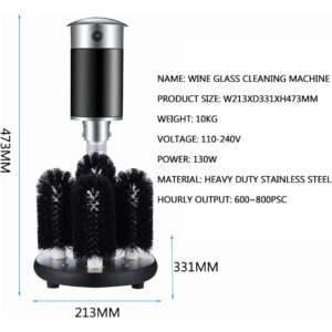 CYMYYDS Commercial Automatic Glass Cleaning Machine, 5-Brush Electric Glass Washer, for Long Leg Cup, Red Wine Glass, Bar Kitchen Sink, 600-800 Cups/Hour