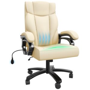 500LBS High Back Executive Chair - Ergonomic Big and Tall Office Chair with Metal Base & Arms, Leather Lumbar Support, Reclining Comfort Chair (White)