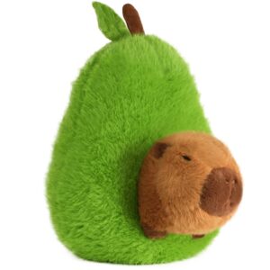 chdblock avocado capybara, capybara plush, capybara stuffed animal, soft capybara doll pillow, capybara avocado food plushie pillow doll toys(avocado capybara-13.77 inch)