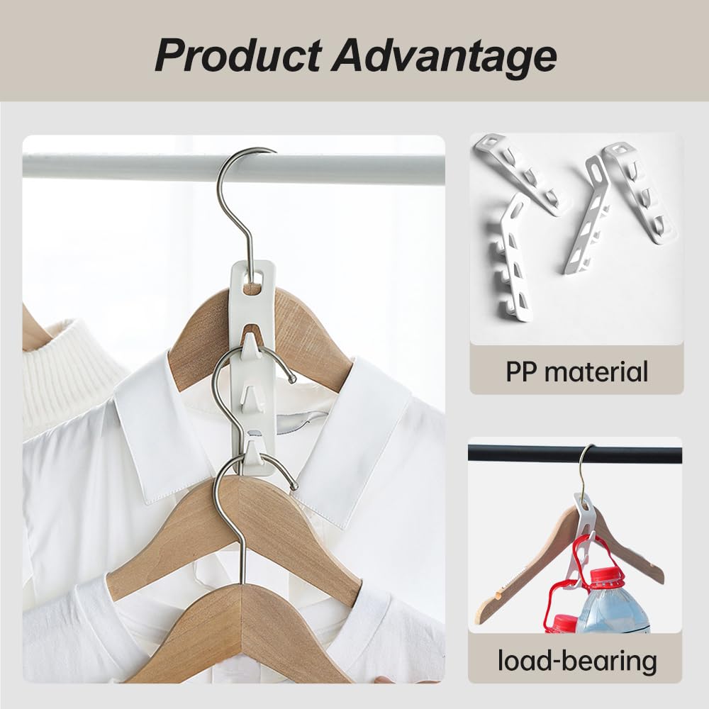 Space Saving Clothes Hanger Connector Hooks, 2024 New Multi Closet Hanger Organizer, Hanger Extender Hooks Space Saver Closet Dorm Room Organization Essentials for Closet Organizers and Storage (8pcs)