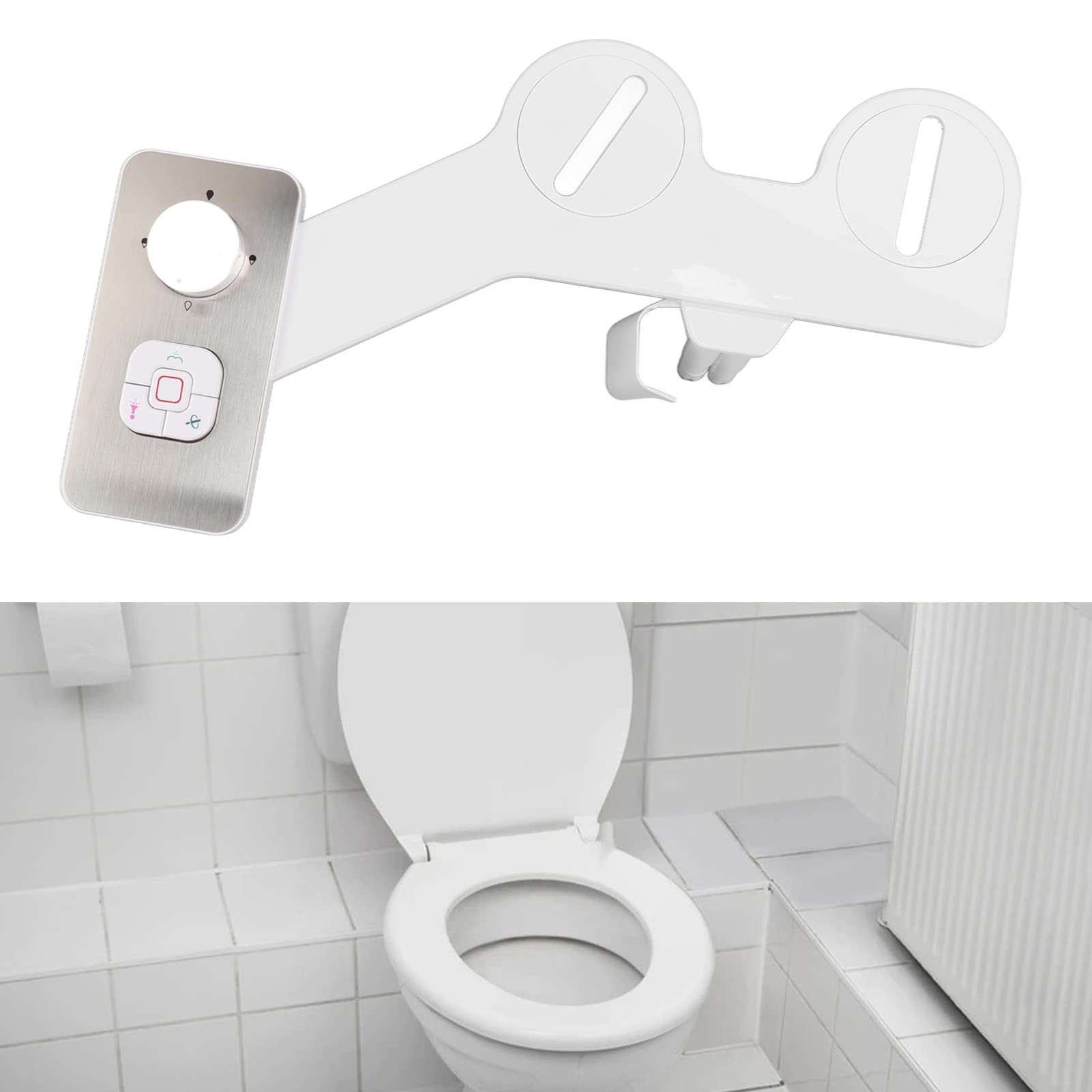 Slim Bidet Toilet Seat Attachment NonElectric Dual Nozzle SelfCleaning Feminine Butt Wash Bidet Attachment 7/8 Inch Tee