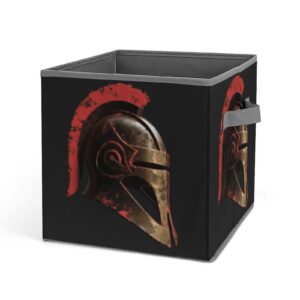 wyuspgk collapsible storage bins, spartan warrior helmet print durable organizer with handles, foldable storage boxes for bedroom, office, and closet