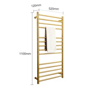 WTTTTW Towel Warmer, 14 Bars Towel Heater Rack, Wall Mounted Electric Heating Towel Rack, Stainless Steel Electric Towel Dryer for Family Hotel Kitchen Bathroom, Gold