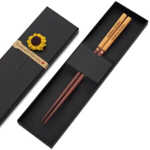 custom sandalwood chopsticks, engraved with personalized names classic japanese style wood chop sticks set for chinese theme wedding, housewarmings,birthday party favors and gifts