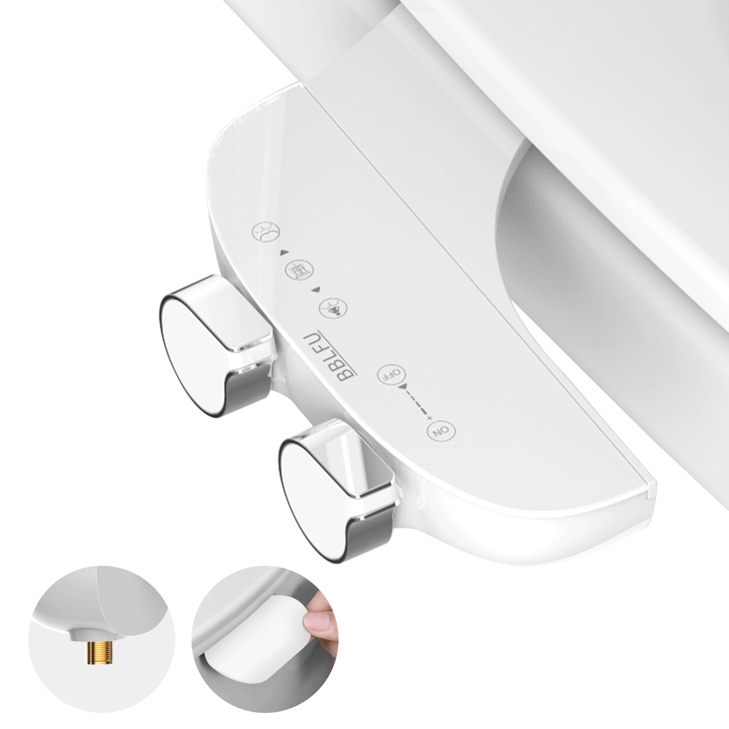 BBLFU Ultra-Slim Bidet Attachment for Toilet,Non-Electric Fresh Water Sprayer Bidet,Self-Cleaning Dual Nozzle (Frontal & Rear Wash) Bidet for Existing Toilet Seat,Adjustable Water Pressure,White