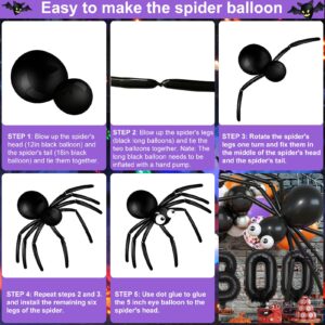 123 Pcs Halloween Balloons, Huge Spider Balloon Garland Arch kit Black Orange Purple Confetti Helium Latex Balloons for Birthday, Baby Shower, Outdoor Indoor Halloween Party Decorations Supplies