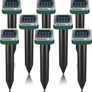 Pack of 8 Solar Mole Repellent Sonic Gopher Repellent Vole Chaser Mole Deterrent Sonic Spikes Rodent Repellent Ultrasonic Pest Control Outdoor Keep Moles Out of Yard Lawn