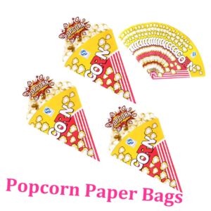 SECFOU 500 Pcs Triangle Paper Popcorn Bag Red Paper Bags Cone Popcorn Bag Cookie Containers Cardboard Popcorn Boxes Popcorn Food Bags Pink Paper Bags Food Cone Open Top Popcorn Bucket