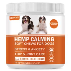 hemway nutrition hemp calming chews for dogs - 110 count | duck flavor soft chews - dogs calming support - vet approved