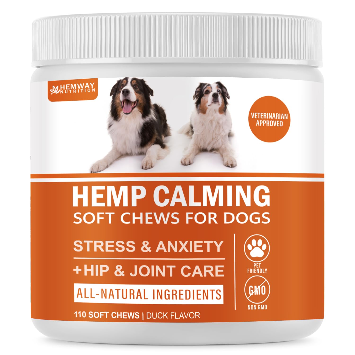 HEMWAY NUTRITION Hemp Calming Chews for Dogs - 110 Count | Duck Flavor Soft Chews - Dogs Calming Support - Vet Approved