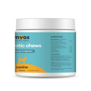 MYOS Probiotic Chew for Dogs - Daily Digestive Support, Promotes Complete Gut Health, Aids Digestion, Enhances Nutrient Absorption, Supports Healthy Stool - All-in-One Chewable Supplement