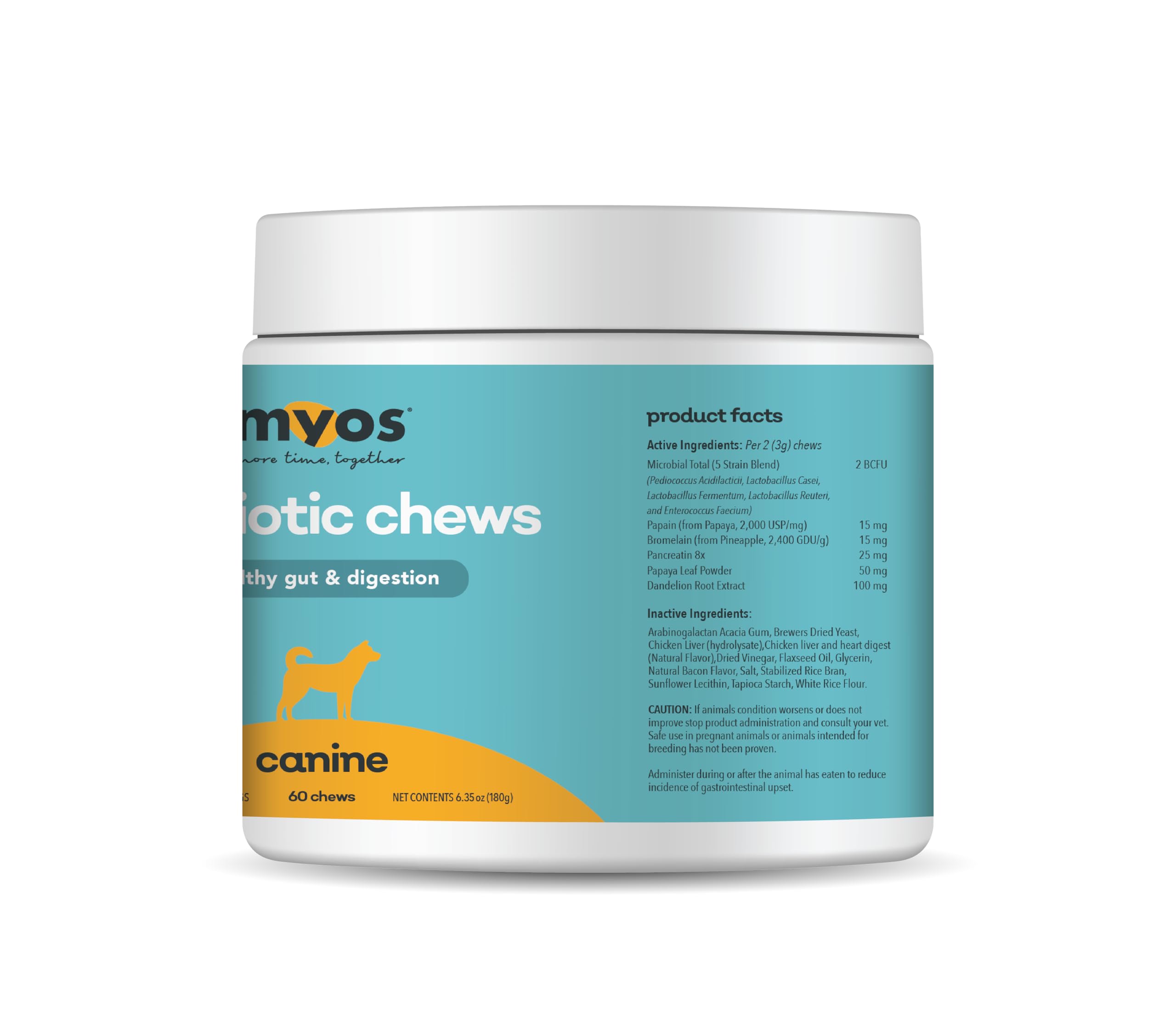 MYOS Probiotic Chew for Dogs - Daily Digestive Support, Promotes Complete Gut Health, Aids Digestion, Enhances Nutrient Absorption, Supports Healthy Stool - All-in-One Chewable Supplement