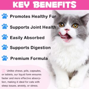 Skin and Coat Supplement for Cats, Collagen for Dogs, Liquid Collagen Boost for Cats, Itch Relief for Cats with Allergies, with Biotin, Support Joints, Skin, Bone & Immune System 2fl.oz