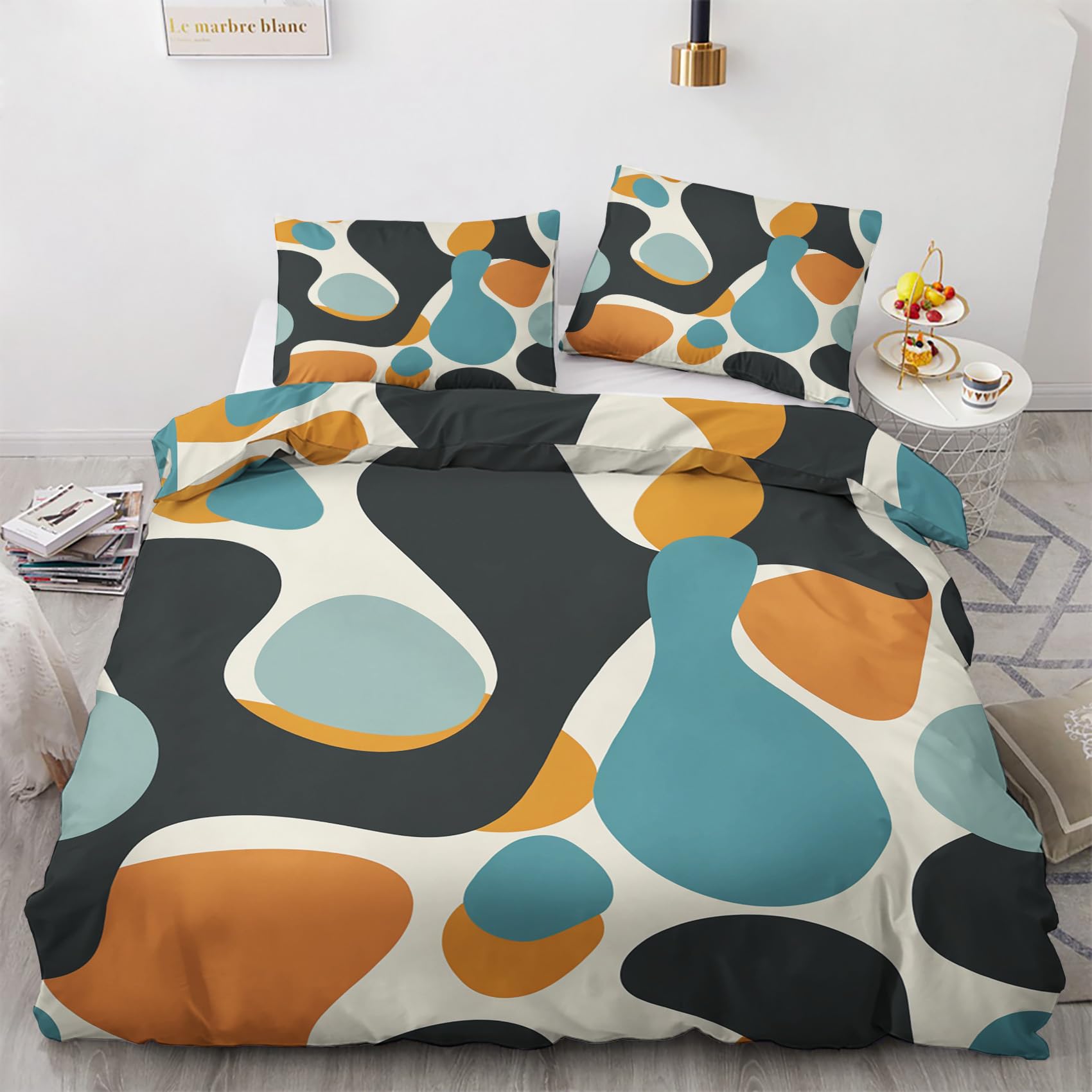 Epzgwjzth Geometric Duvet Cover Twin XL Size, Modern Abstract Comforter Cover with Zipper Closure 3 Pieces, Microfiber Soft Washed Bedding Set 1 Duvet Cover 68" x 90" 2 Pillow Shams