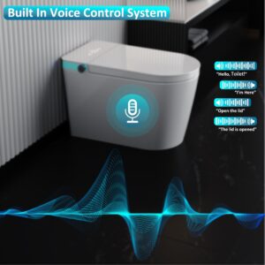 Klewo Smart Toilet with Voice Control, Toilet with Bidet Built In, AUTO Open&Close, Elongated 85MM Wider Heated Bidet Toilet Seat with Soft-close, Warm Water and Air Drying