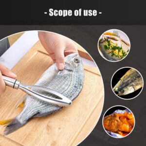 Manual Fish Scraping Kitchen Tools, 2024 Upgraded Multifunctional Handheld Fish Scale Remover Fish Fish Scraper, Stainless Steel Sharp Durable Fish Scale Remover for Home and Kitchen (2PCS)