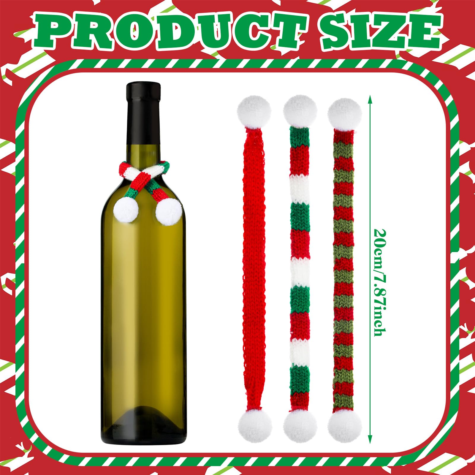 Bencailor 36 Pieces Mini Christmas Scarves for Craft Tiny Snowman Scarves 7.9 x 0.6 Inch Xmas Pet Knitted Scarf Doll Snowman Wine Bottle Scarf Accessory Holiday Christmas Decor for DIY (Red Green)