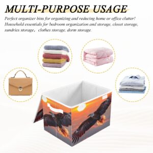 ALAZA Storage Bins Organizer Box Baskets Lidded Clothes for Shelves Closet Falcon Sunset Collapsible Stackable Storage Cubes Handles