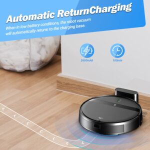 MANVINS Robot Vacuum and Mop Combo, Smart Robotic Vacuum with WiFi/App/Alexa, Ultra-Slim & Quiet, Tangle-Free Suction, Automatic Recharge Robot Vacuum Cleaner for Pet Hair/Carpet/Hard Floor