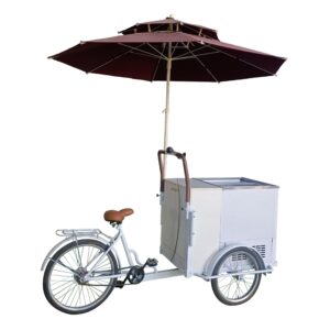 ice cream cart bicycle with commercial refrigerator ice cream cart with three wheels for business food vending cart for sale with trailer awning