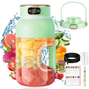 multifunctional portable juicer cup with digital display, 3 in 1 personal juice cup blender rechargeable with direct drinking lid, smoothie blender on the go, for gym/travel/kitchen (1200ml,green)