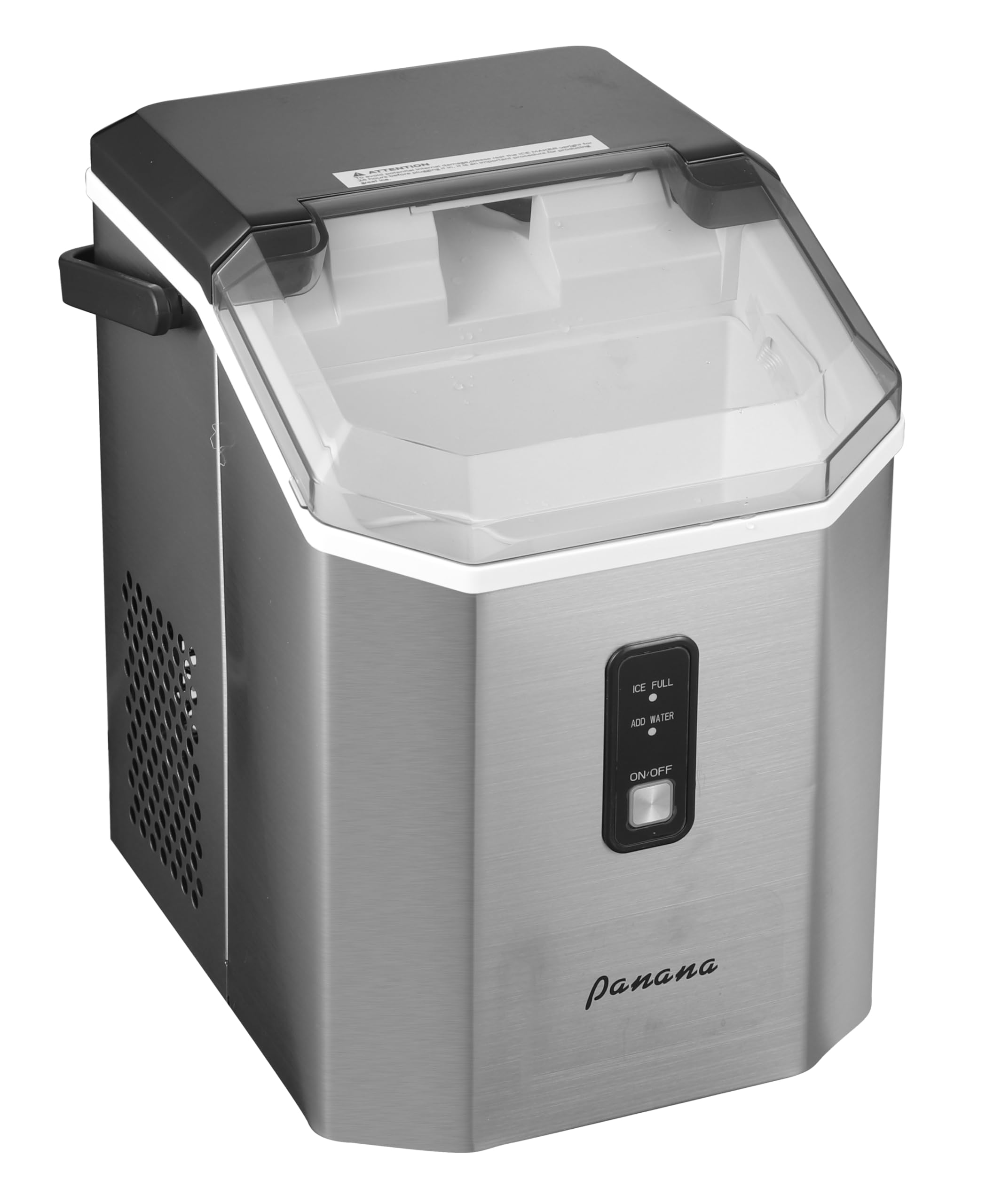 Panana Ice Maker Machine,Nugget Ice Maker Countertop at Home, Automatic Portable Square Ice Cubes Ice Makers Make Soft Chewable Nugget Ice Cube Maker with Handle,Scoop Basket (Silver)