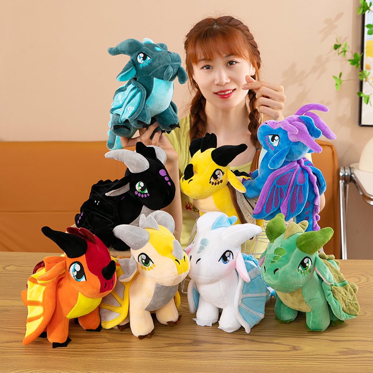 Soft Wings Dragon Plush Toy Cute Fire Dragon Stuffed Animals Pterosaur Plush Flying Dragon Pillow Plushies Gifts for Fans Kids Boys Girls,30cm(Silkwing)