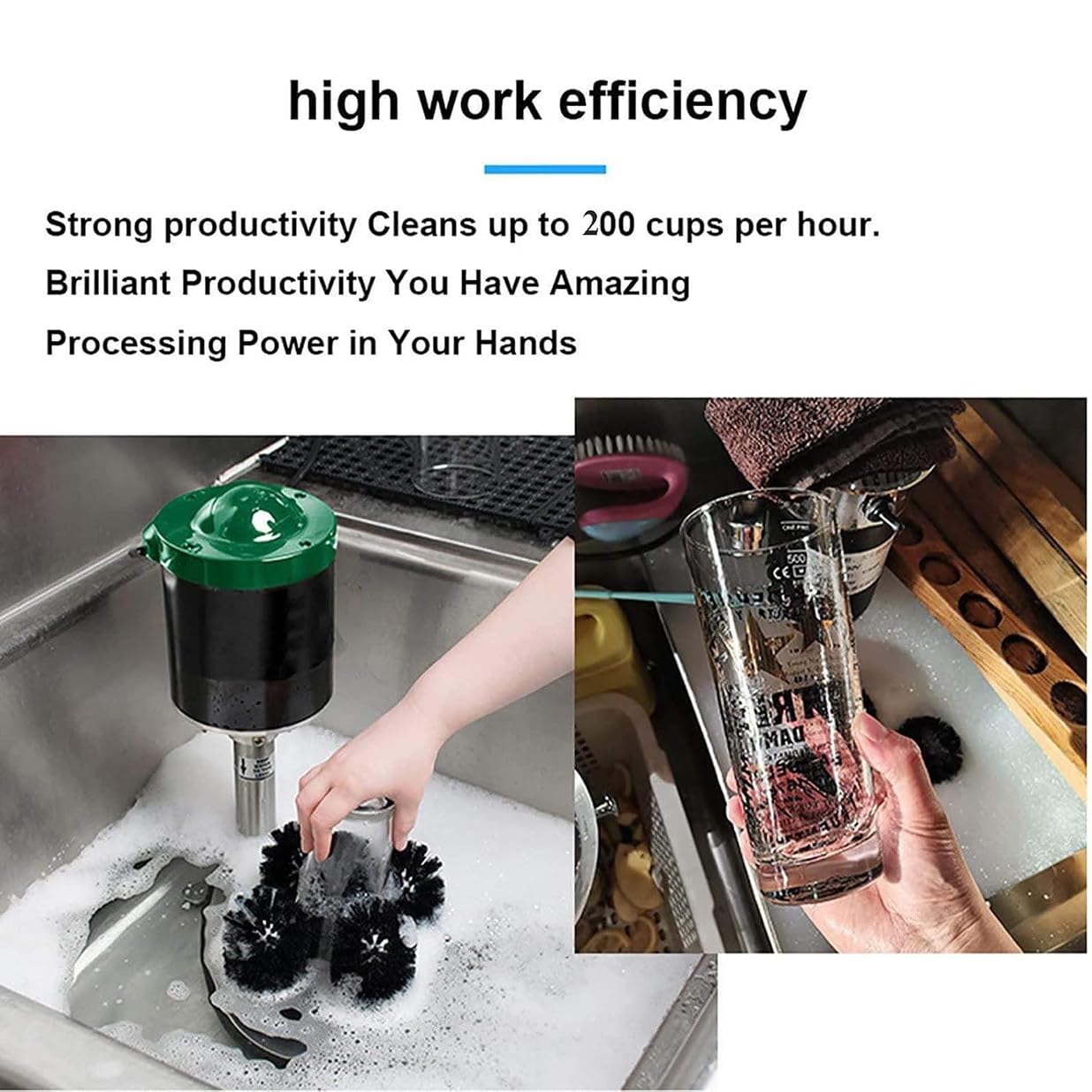 CYMYYDS Electric Commercial Glass Washer, Wine Glass Cleaning Machine, 5 Cleaning Brush, Automatic Glass Rinser, Up to 600-800 Cups Per Hour, Perfect for Bars and Cafes