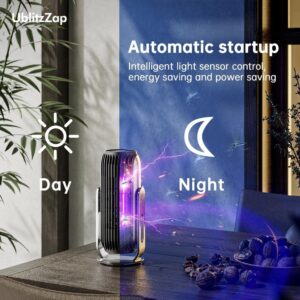 UblitzZap Bug Zapper Indoor Outdoor, Electric Mosquito Trap & Insect Killer with Silent Fan & Auto On/Off, Blue Violet Lamp for Moths, Gnats, Flies for Home, Patio, Office, Courtyard