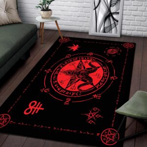 satanic pentagram demon baphomet goat head gothic occult skull symbol area rug 3x5 4x6 5x7ft living room carpet floor decor home decor h2