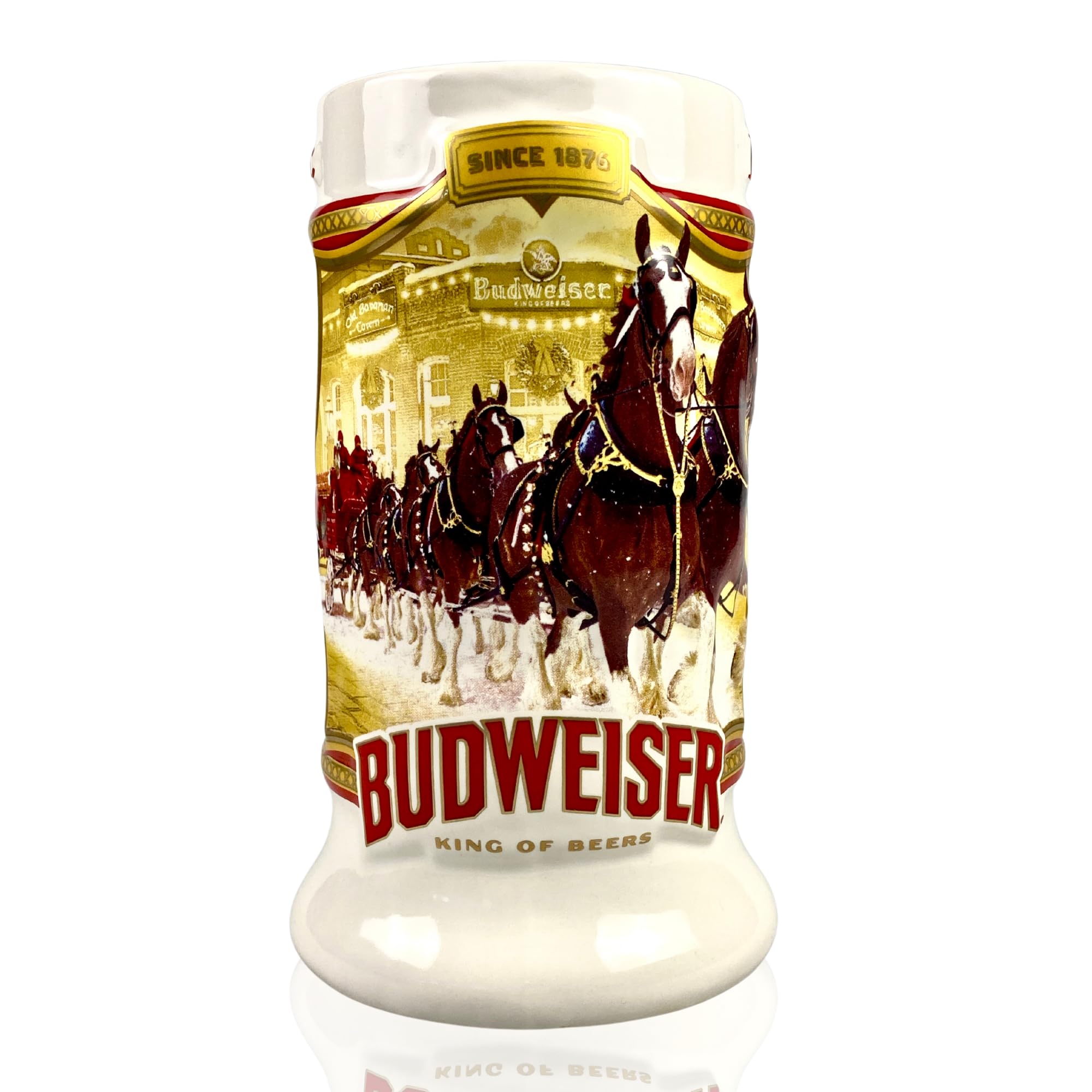 Budweiser 2024 91st Anniversary Limited Edition Collectors SERIES #45 Clydesdale Holiday Stein - Ceramic Beer Mug - Christmas Gift for Men, Father, Husband - Collectable Room Decor for Den, Man Cave