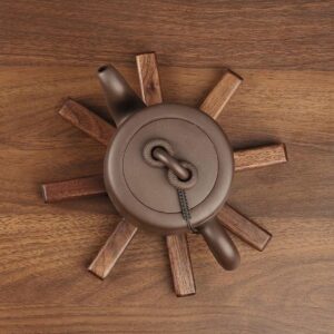 Wooden Trivets for Hot Dishes, 3 Wooden Trivets + 1 Stand Stored Like a Christmas Tree, Black Walnut Wood Tree Shape Trivet Set for Kitchen Decoration, Anti-Hot Non-Slip Trivet for Hot Pot