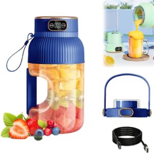 40 oz large capacity personal size blenders, portable juicer cup with digital display, powerful motor driving ten-blade cutter head, usb rechargeable juice cup blende for shakes and smoothies (blue)