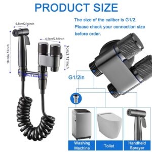 FES Magnifier Type Handheld Bidet Sprayer for Toilet, Stainless Steel Adjustable Pressure Control Bidet Faucet Diaper Sprayer Set with Hose Attachment for Kitchen/Toilet Cleaning (Black)