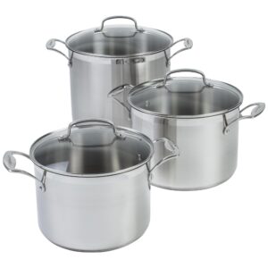 cuisinart 3-piece brushed stainless stockpot set (6-quart, 8-quart, 12-quart)