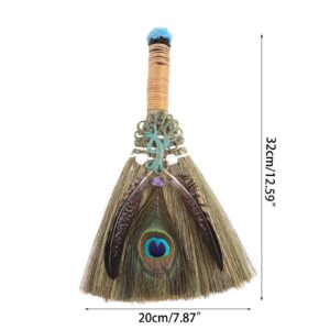 hokojix Crystal Witch BroomMini Car Trim Pendant Crystal Wand Points Broom Healing Home Halloween Decoration