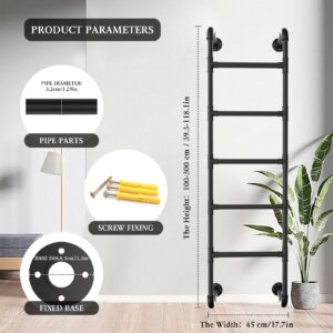 KELUNIS Wall Mounted Metal Ladder for Home Loft Basement Window Well Egress Ladder Fire Escape Ladder for Emergency Home Safety Space-Saving Climb Ladders,150CM/59IN