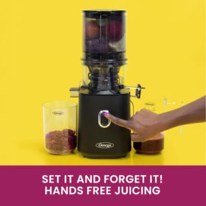 Omega Cold Press Juicer Slow Masticating for Vegetable and Fruit Juice Time Saving Series for Batch Juicing with Extra Large Hopper for Less Prep, 150-Watts, Black