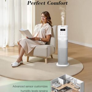 akacozie Humidifier Large Room Home Bedroom, 2.1Gal/8L Top Fill, Cool Mist Humidifiers for Bedroom with Essential Oil Diffuser, 360 Nozzle and Extended Tube for Indoor Plant, Whole House, Baby, Quiet