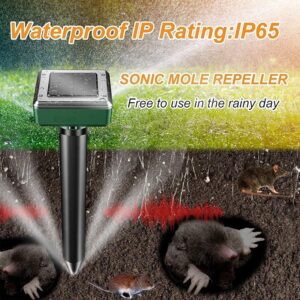 Pack of 8 Solar Mole Repellent Sonic Gopher Repellent Vole Chaser Mole Deterrent Sonic Spikes Rodent Repellent Ultrasonic Pest Control Outdoor Keep Moles Out of Yard Lawn