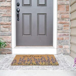 Lavender-Welcome-Doormat Outdoor-Entrance - Coir-Non-Slip Seasonal-Spring Summer Indoor Home Decor Front Door Mats