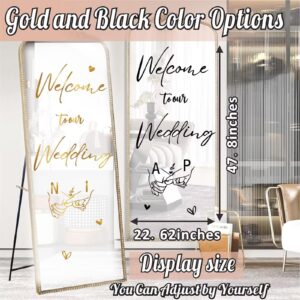 Wedding Welcome Signs Welcome to Our Wedding Signs Mirror Decals for Wedding Party Entry DIY A to Z Letter Stickers for Just Married Welcome Sign Decoration Mr and Mrs Decals for Photo Backdrop(Gold