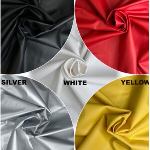 4-Way Stretch Vinyl Clothing Fabric Apparel Flexible Lightweight (16oz per Yard) PU Faux Leather 54" Wide Sold Continuous Yard - Strong Stretch Rebound, Create Outfits, Water Resistant, Stretch-White