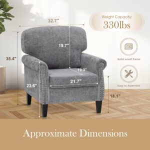 Sophia & William 3 Piece Living Room Furniture Set, 1 Loveseat & 2 Accent Chairs, Linen Fabric Comfy Sectional Sofa Couch for Living Room, Bedroom, Grey