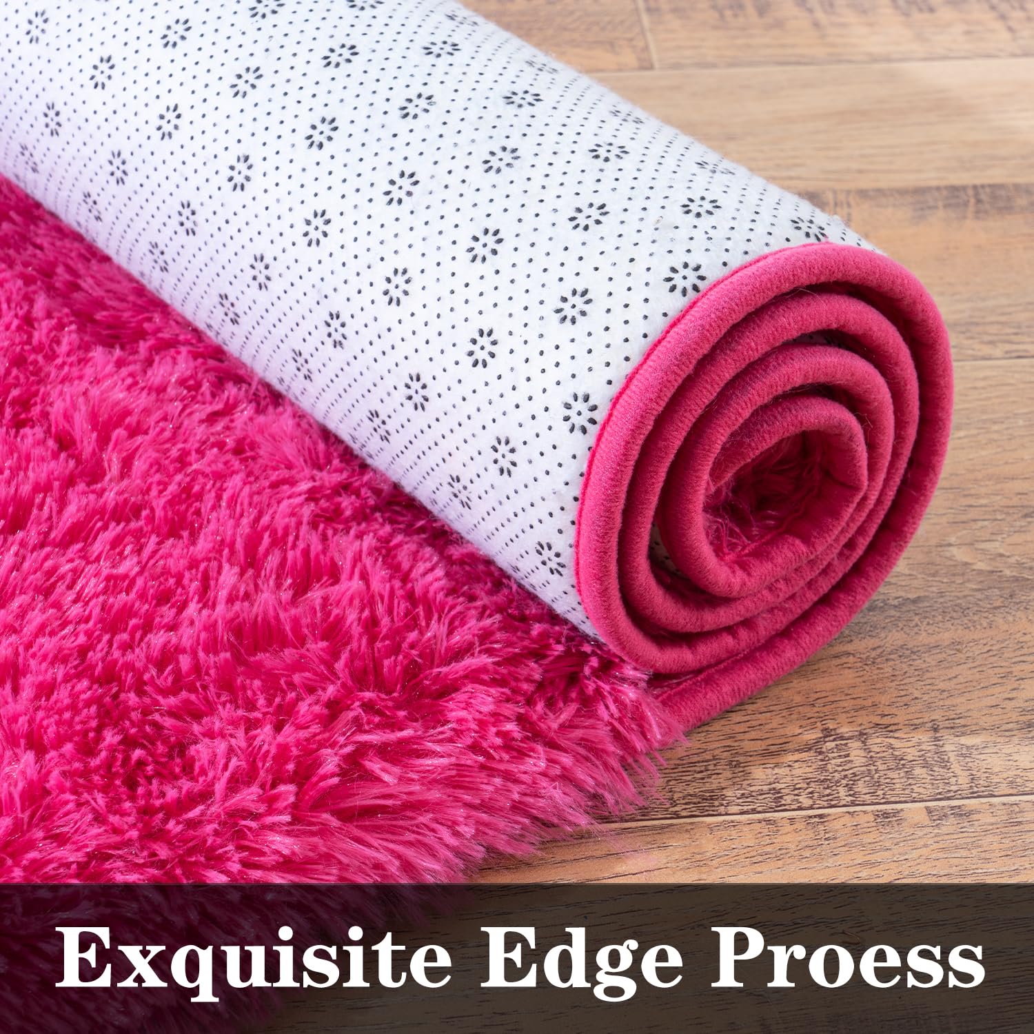 plumlik Fluffy Shag Rug for Bedroom, 4x6 Hot Pink Area Rugs for Living Room, Nursery and Kids Room, Soft and Comfy, Fuzzy Bedside Carpet for Girls and Boys Dorm Home Decor Aesthetic, Upgrade Non Slip