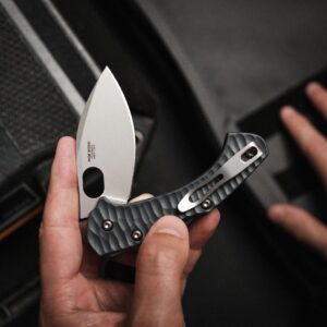 Fox Knives Zero 2.0 Desert Warrior FX-FA311 GY, Jens Anso Design Lockback Folding Pocket Knife, 6.30in N690Co Stainless Steel Blade, FRN Handle, Thumb Hole Opener, EDC Every Day Carry (Gray)