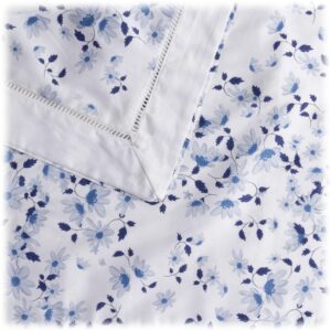 Clover by Jo 100% Cotton Floral Duvet Cover Set (Denim, Queen)