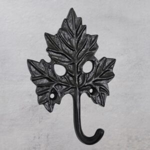 Set of 3 Cast Iron Maple Leaf Shape Coat Hooks Wall Art Decor-Maple Leaf Shape Hangers and Key Holder-Clothes Rack and Backpack Hanger-Coat Hooks Home Decor for Storage, Living Room, Hallway, Office