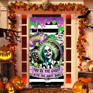 Vohado Door Cover It's Showtime Never Trust The Living Halloween Party Decoration Front Porch Indoor Outdoor Patio Banner Decor