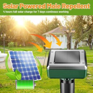 Pack of 8 Solar Mole Repellent Sonic Gopher Repellent Vole Chaser Mole Deterrent Sonic Spikes Rodent Repellent Ultrasonic Pest Control Outdoor Keep Moles Out of Yard Lawn